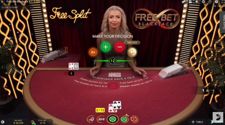 Free Bet Blackjack by Evolution Gaming